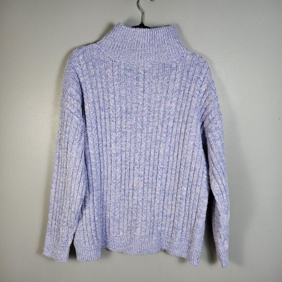 Sundance Sweater Light Purple/Blue Quarter Zip Cable Knit Pullover Size Large - Picture 2 of 6